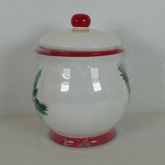 Christmas Classic Holly Cookie Jar Dishwasher Safe 9.5 x 8 inch Ceramic Wal-Mart - Picture 3 of 8